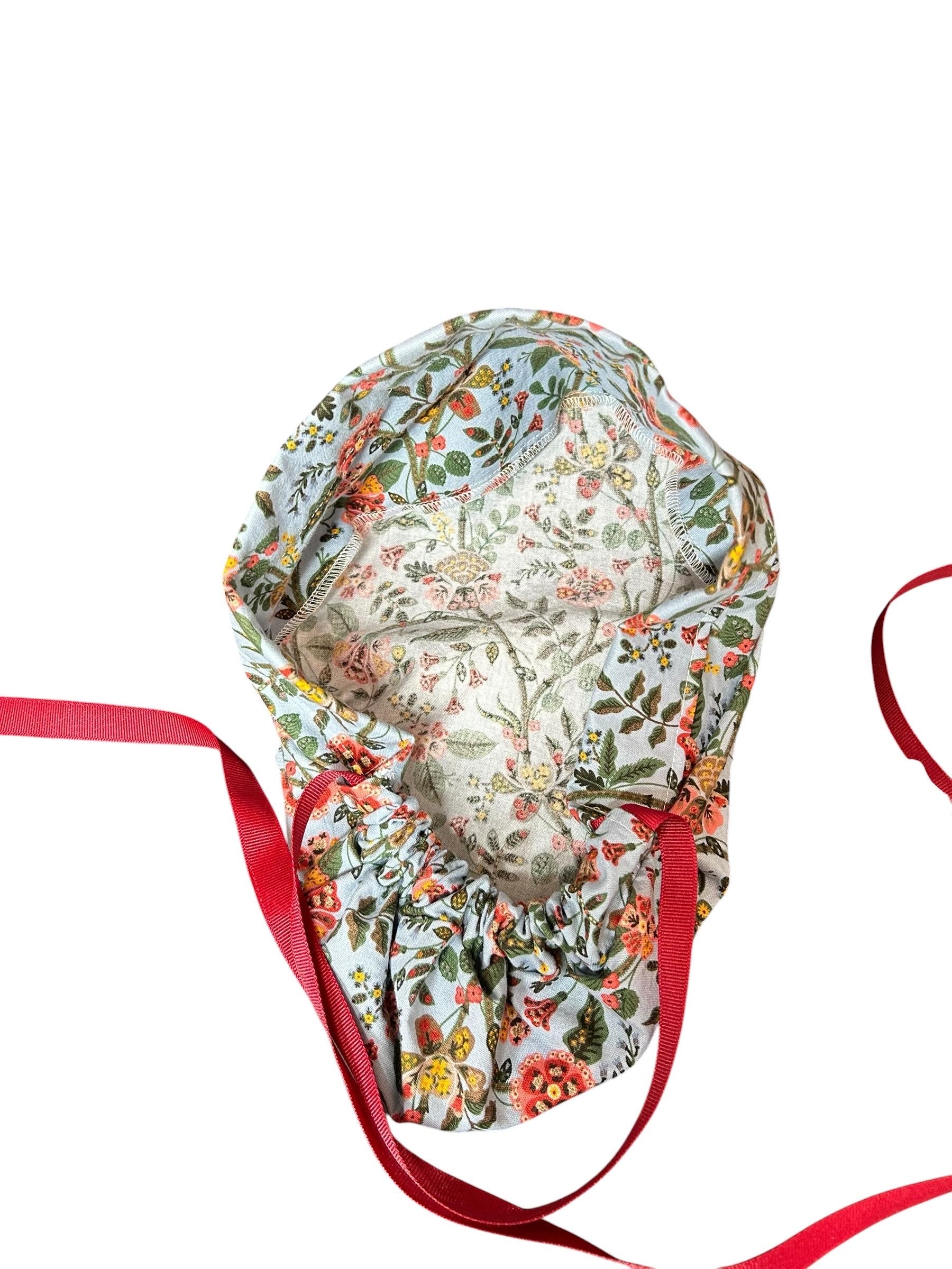 Ponytail Scrub Cap: Rifle Paper Co Gracie Blue Floral Nurse hat