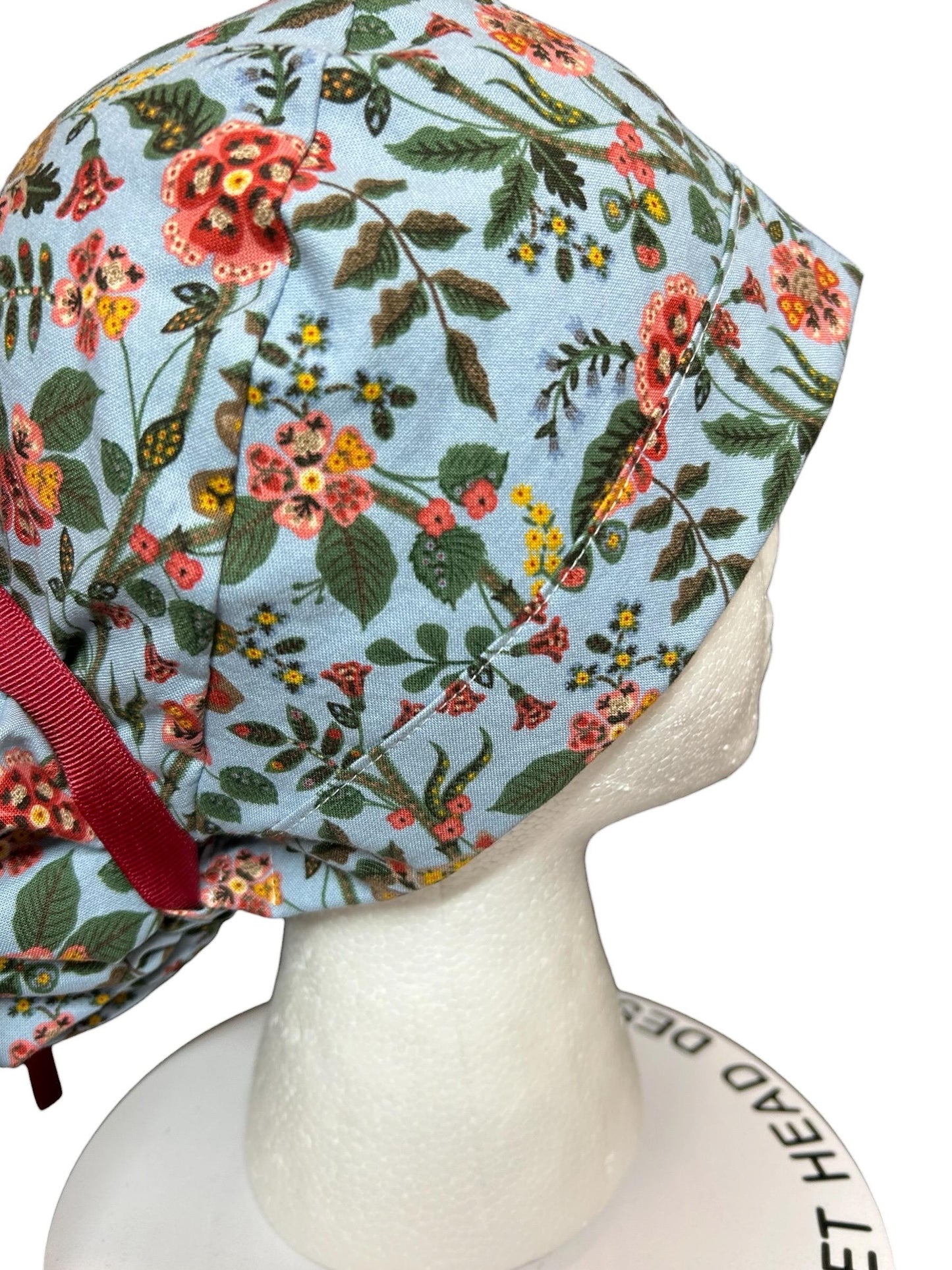 Ponytail Scrub Cap: Rifle Paper Co Gracie Blue Floral Nurse hat