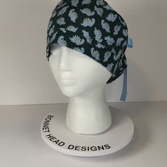 Dinosaur print scrub cap, scrub hat stegosaurus dinosaurs, Bonnet Head Designs