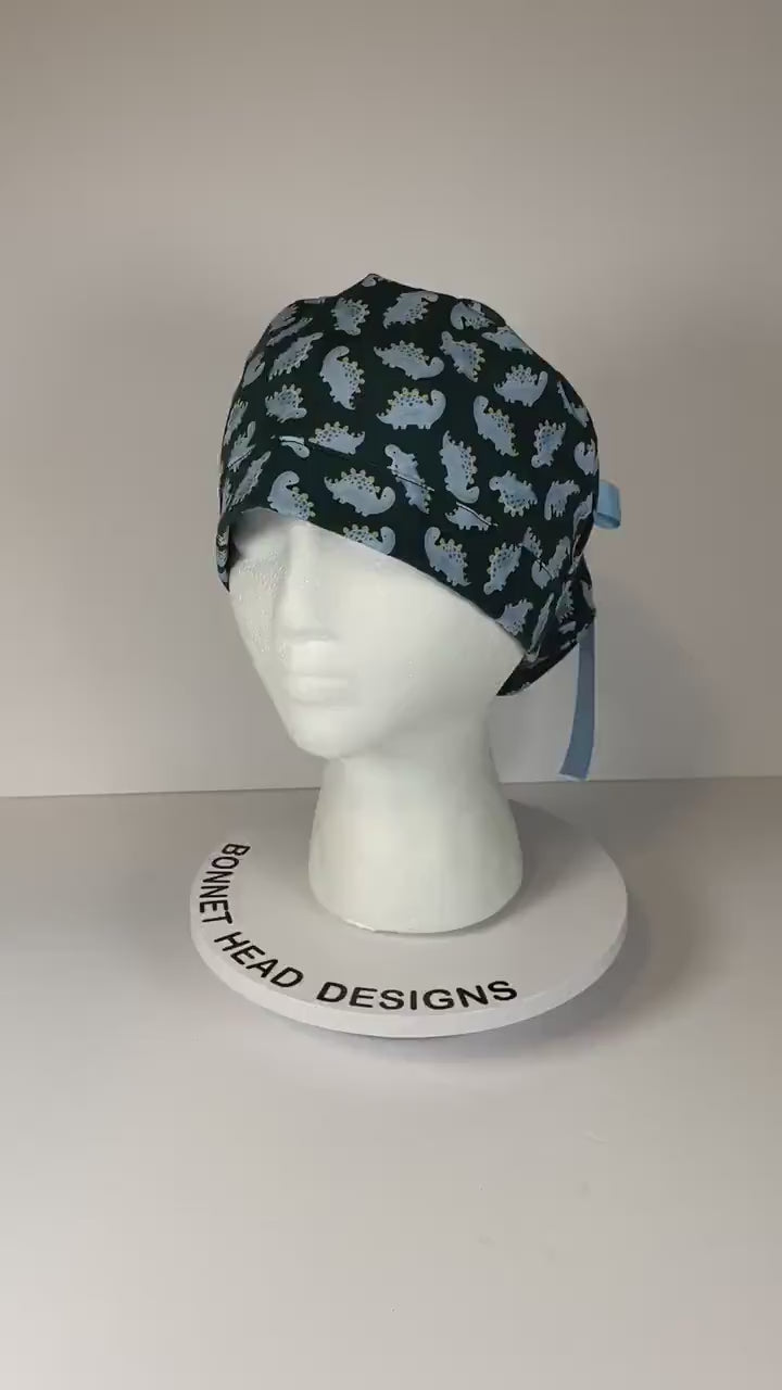 Dinosaur print scrub cap, scrub hat stegosaurus dinosaurs, Bonnet Head Designs