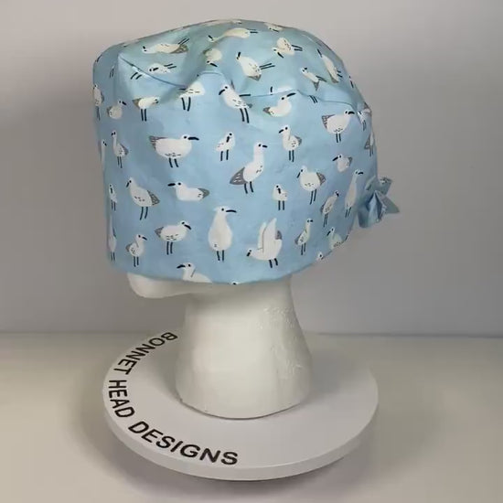 Men’s summer birds scrub cap, unisex sea birds surgeon scrub hat