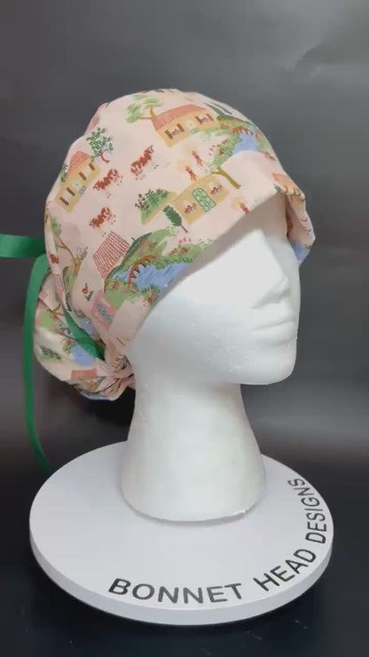 Ponytail Scrub Cap: Rifle Paper Co Gracie Cotswold Nurse hat