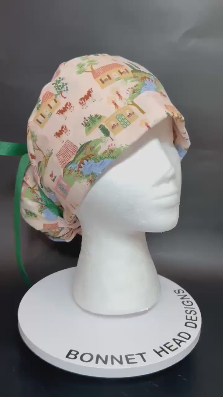 Ponytail Scrub Cap: Rifle Paper Co Gracie Cotswold Nurse hat