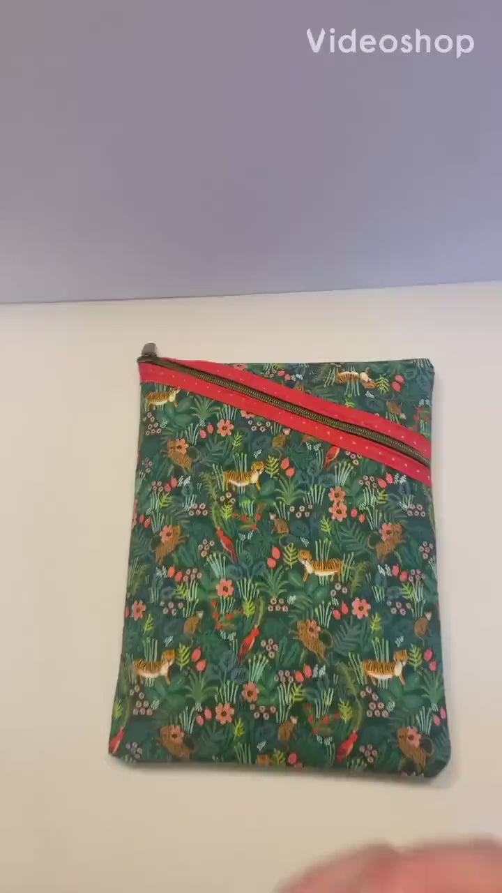 Rifle Paper Co green menagerie jungle fabric soft tablet case with zipper