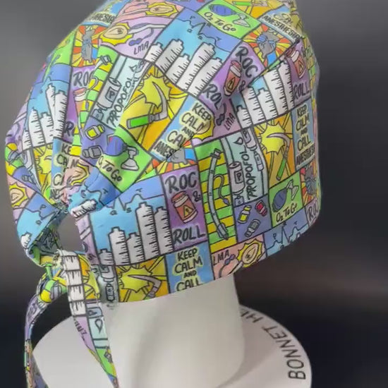 Keep calm and call anesthesia scrub hat, men’s scrub hat in anesthesia fabric, gift for doctor or CRNA