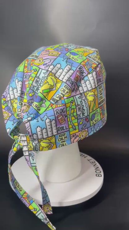 Keep calm and call anesthesia scrub hat, men’s scrub hat in anesthesia fabric, gift for doctor or CRNA