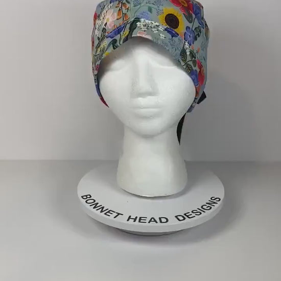 Rifle Paper Co Curio floral fabric scrub cap, women’s spring scrub hat floral, Bonnet Head Designs