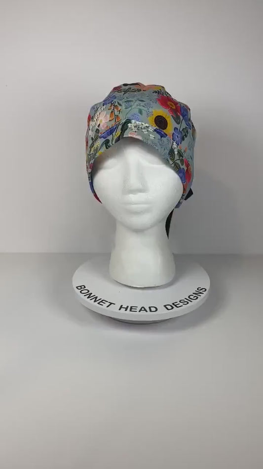 Rifle Paper Co Curio floral fabric scrub cap, women’s spring scrub hat floral, Bonnet Head Designs