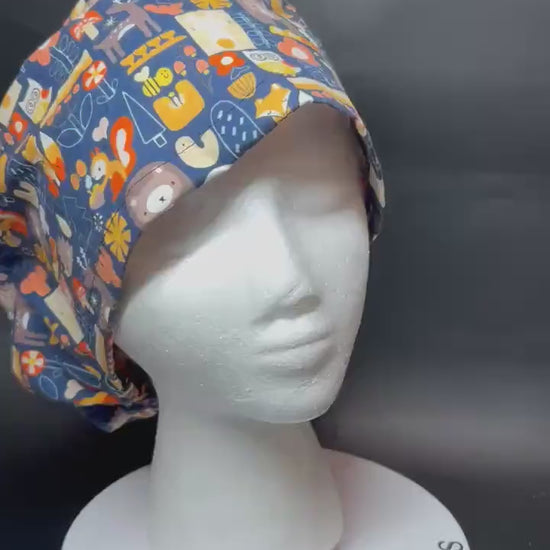 Euro Scrub Cap: animal print nurse hat with toggle