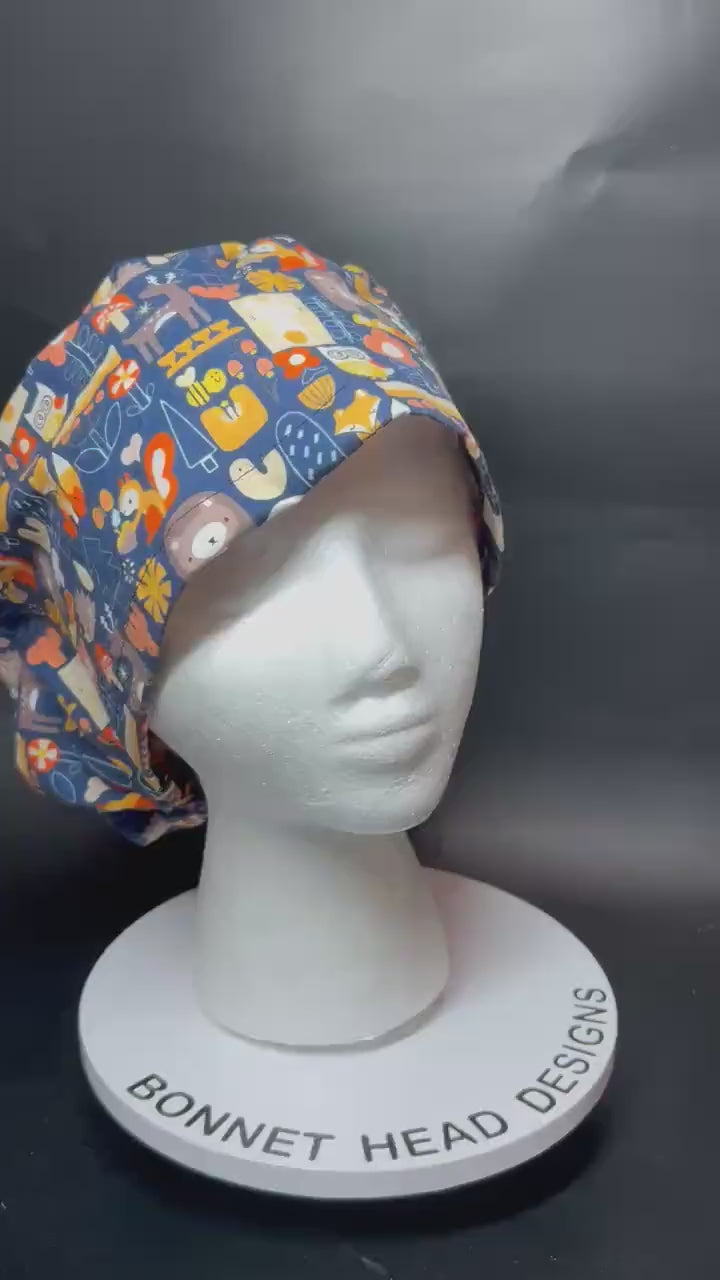 Euro Scrub Cap: animal print nurse hat with toggle