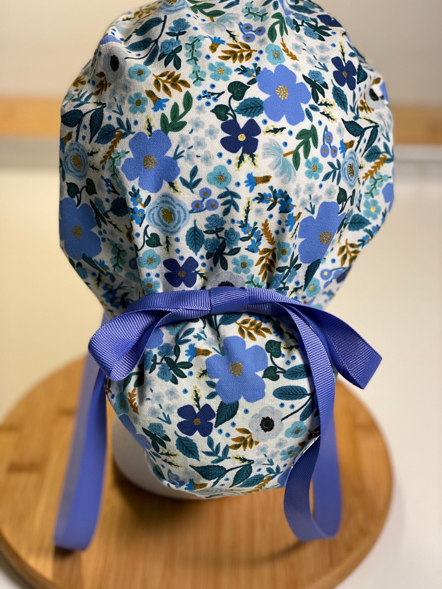 Blue wild rose scrub cap