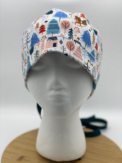 Snow much fun scrub cap, winter scrub cap, snow scrub hat, Bonnet Head Designs