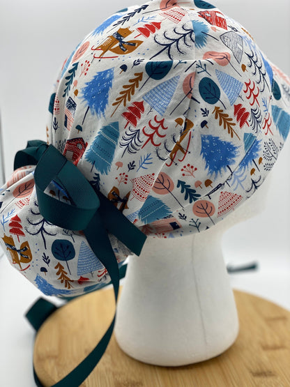 Snow much fun scrub cap, winter scrub cap, snow scrub hat, Bonnet Head Designs