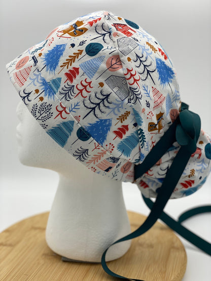 Snow much fun scrub cap, winter scrub cap, snow scrub hat, Bonnet Head Designs